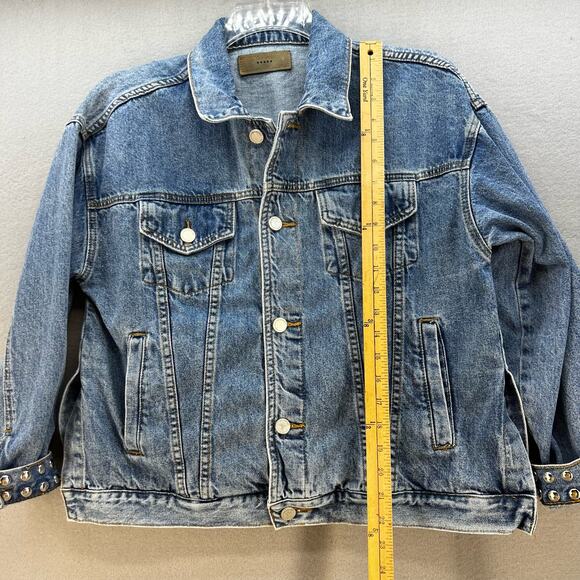 Blank NYC Denim Jean Jacket Women's Size Small Studding Preppy 90s Rocker Barbie - Picture 7 of 11